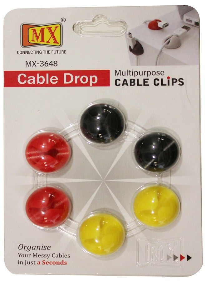 ام كي مشابك تثبيت كابلات MX - منظم أسلاك ذاتي اللصق متعدد الأغراض - عبوة من 6 خطافات ملونة لإدارة الأسلاك للتلفزيون والمكتب والسيارة والمنزل - Image 4